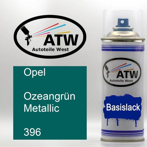 Opel, Ozeangrün Metallic, 396: 400ml Sprühdose, von ATW Autoteile West.